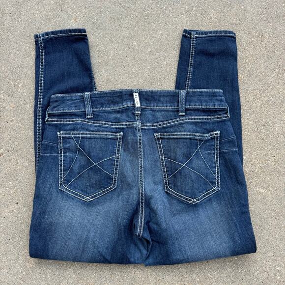 ARIAT Real Ella Jean Women 34R Skinny Dark Wash Denim Blue Mid Rise - Picture 1 of 8
